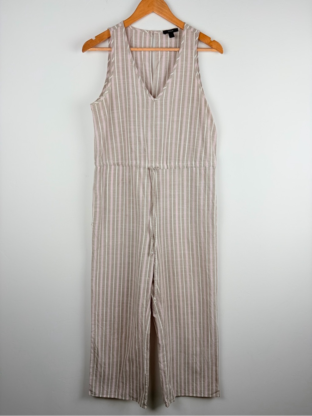 NEW Anthropologie DREW Pink Brown Stripe Sleeveless Jumpsuit Small